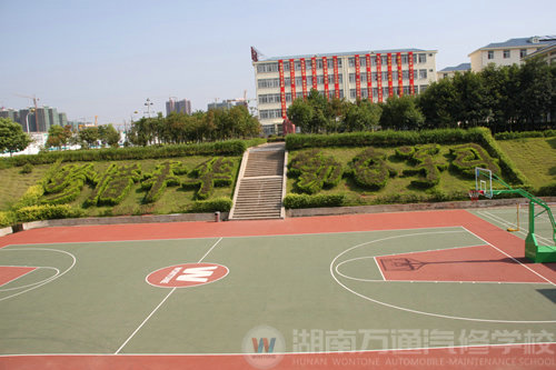 湖南萬(wàn)通汽修學(xué)校，標(biāo)準(zhǔn)籃球場(chǎng)